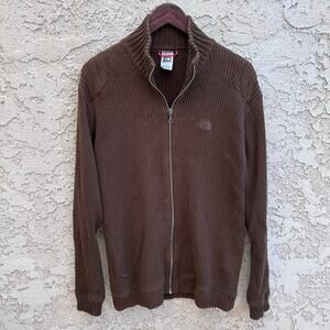 The North Face Brown Military Full Zip Sweater Size Mens Large